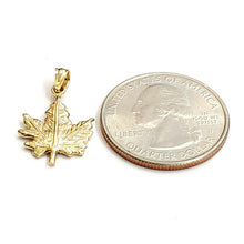 Load image into Gallery viewer, 14k yellow gold maple leaf pendant charm gift unisex fine jewelry 1.5g