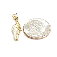Load image into Gallery viewer, 14k yellow Gold ice cream cone summer pastry Pendant charm fine jewelry 1.4g