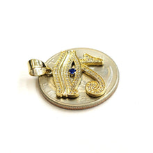 Load image into Gallery viewer, 14k yellow Gold Egyptian eye of Horus protection Zirconia Pendant jewelry 2.3g