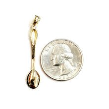 Load image into Gallery viewer, New 14k yellow Gold solid 3D spoon Pendant charm gift fine jewelry 1.8g