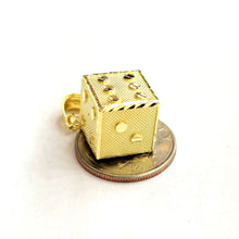 Load image into Gallery viewer, 10k yellow Gold 3D dice Pendant charm gamble Vegas gift sport fine jewelry 6.6g
