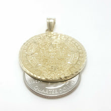 Load image into Gallery viewer, 14k yellow Gold Aztec Mayan sun calendar Azteca pendant gift jewelry 1.20" 7.3g