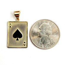 Load image into Gallery viewer, 14k yellow Gold Ace of spade Pendant playing card gambling fine jewelry 2.8g