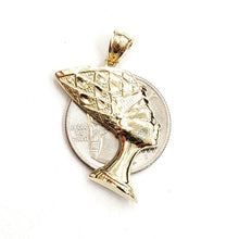 Load image into Gallery viewer, 10k yellow solid Gold Egyptian queen Nefertiti head Pendant fine jewelry 2.7g