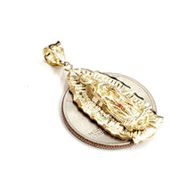 Load image into Gallery viewer, 14k yellow gold virgin Mary Guadalupe pendant diamond cut religious jewelry 3.9g