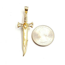 Load image into Gallery viewer, 14k yellow Gold sword skull snake Pendant charm gift fine jewelry 6g