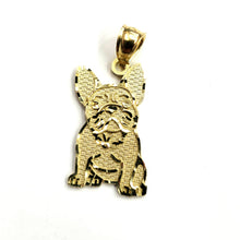 Load image into Gallery viewer, Solid 10k yellow Gold French bulldog Pendant charm diamond cut fine jewelry 1.3g