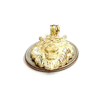 Load image into Gallery viewer, 14k yellow Gold lion head face crown Leo zodiac Pendant charm fine jewelry 4.2g