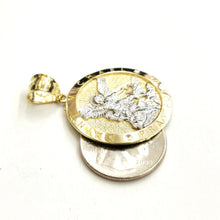 Load image into Gallery viewer, 14k two tone gold Round saint Michael pendant 1.23" fine religious jewelry 5.4g