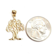 Load image into Gallery viewer, New 14k yellow gold Oak tree lucky pendant charm gift unisex fine jewelry 1.8g