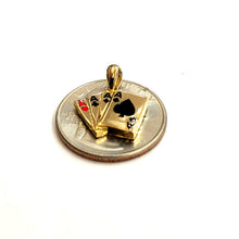 Load image into Gallery viewer, New 14k yellow solid Gold 4 Aces playing cards Pendant charm casino jewelry 1.8g