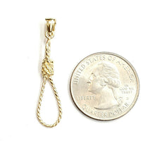 Load image into Gallery viewer, New 14k yellow Gold Noose rope 3D Pendant charm fine jewelry gift unisex 1.4g