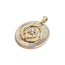 Load image into Gallery viewer, 14k yellow Gold tiny round Freemason Masonic Pendant religious fine jewelry 1.2g