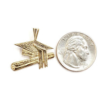 Load image into Gallery viewer, New 14k yellow gold graduation hat diploma pendant education school jewelry 2.7g