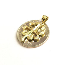 Load image into Gallery viewer, 14k yellow Gold Solid clover leaf heart lucky Pendant charm fine jewelry 2.6g