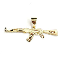 Load image into Gallery viewer, 14k yellow Gold AK-47 Machine gun Military Rifle Pendant charm fine gift 3.2g