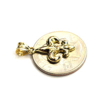 Load image into Gallery viewer, 10k yellow solid Gold Fleur De Lis Pendant French Symbol gift fine jewelry 1.6g