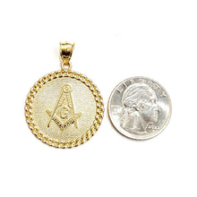 Load image into Gallery viewer, New 10k yellow Gold round Freemason Masonic Pendant 1.18" religious jewelry 5.3g