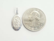 Load image into Gallery viewer, 14k solid white gold oval saint Christopher pendant charm fine gift jewelry 1.6g