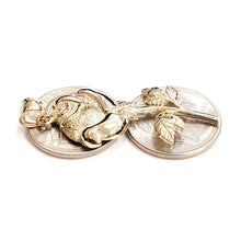 Load image into Gallery viewer, New 14k yellow solid Gold rose flower big Pendant charm gift fine jewelry 6.9g