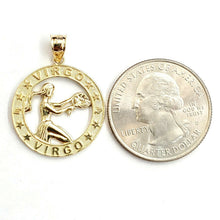 Load image into Gallery viewer, New 14k yellow Gold round Virgo zodiac sign Pendant charm astrology jewelry 2.4g