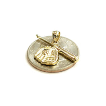 Load image into Gallery viewer, New 14k yellow Gold baseball bat glove ball Pendant sport game fine jewelry 2.2g