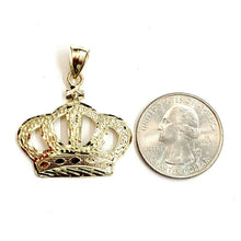 Load image into Gallery viewer, 10k yellow gold crown pendant charm fine jewelry gift necklace diamond cut 3.1g