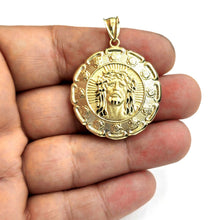Load image into Gallery viewer, New 10k yellow gold hollow two sided Jesus & virgin Guadalupe pendant 1.27" 8.8g