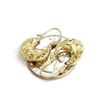 Load image into Gallery viewer, 10K yellow Gold filigree basket Earrings Canastita diamond cut fine jewelry 1.8g