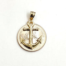 Load image into Gallery viewer, New 14k yellow Gold anchor Pendant polished charm gift fine jewelry 1.7g