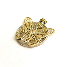 Load image into Gallery viewer, New 14k yellow Gold butterfly Pendant charm filigree gift fine jewelry 2.4g