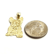 Load image into Gallery viewer, Solid 10k yellow Gold French bulldog Pendant charm diamond cut fine jewelry 2.5g