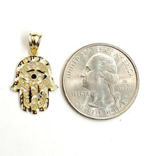 Load image into Gallery viewer, New 10k yellow gold khamsa hamsa hand lucky Jewish filigree pendant jewelry 1g
