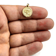 Load image into Gallery viewer, 10k yellow Gold Round Two Sided Egyptian eye of Horus protection Pendant 2.6g