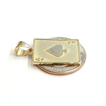 Load image into Gallery viewer, 14k yellow Gold Ace of spade Pendant playing card gambling fine jewelry 2.8g