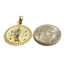 Load image into Gallery viewer, 10k two tone gold round saint Jude San juda pendant charm religious jewelry 3.4g