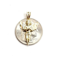 Load image into Gallery viewer, New 10k yellow Gold angel Pendant charm wings gift fine jewelry diamond cut 1.3g