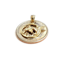 Load image into Gallery viewer, New 14k yellow Gold Hummingbird flower Pendant charm fine gift jewelry 1.5g