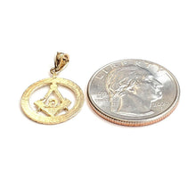 Load image into Gallery viewer, 14k yellow Gold tiny round Freemason Masonic Pendant religious fine jewelry 1.2g