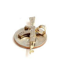 Load image into Gallery viewer, 14k yellow Gold AK-47 machine gun rifle Pendant fine jewelry cubic zirconia 2.8g