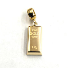 Load image into Gallery viewer, 14k Yellow Gold Tiny 999.9 fine gold bar brick bar 1kg Pendant Charm Gift 1.9g