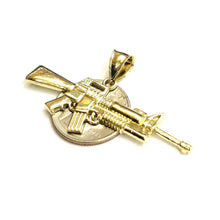 Load image into Gallery viewer, 10k yellow Gold AR15 AR-15 machine gun rifle army Pendant fine jewelry 3.6g