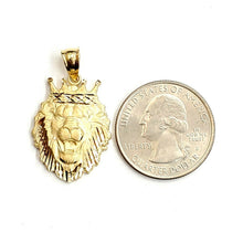 Load image into Gallery viewer, 14k yellow Gold lion head face crown Leo zodiac Pendant charm fine jewelry 4.2g