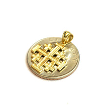 Load image into Gallery viewer, 14k Yellow gold Jerusalem Cross medal pendant charm religious fine jewelry 1.3g