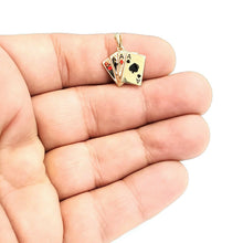 Load image into Gallery viewer, 14k yellow solid Gold playing cards Pendant charm casino jewelry unisex 1.7g