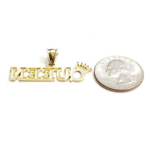 Load image into Gallery viewer, New 10k yellow Gold Queen Crown Tiara word Pendant charm gift fine jewelry 2.9g