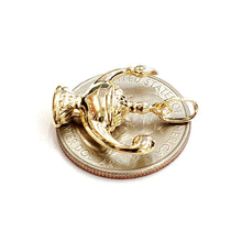 Load image into Gallery viewer, New 14k yellow Gold 3D hollow Genie lamp Aladdin charm pendant fine jewelry 1.8g