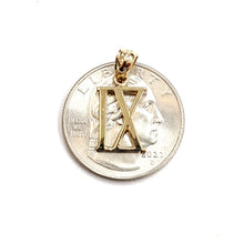 Load image into Gallery viewer, New 14KT Yellow Gold Solid Roman number 9 Pendant charm gift Fine Jewelry 1.2g