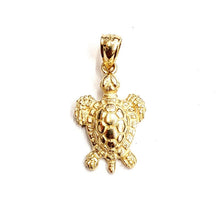 Load image into Gallery viewer, New 14k yellow gold solid turtle pendant charm lucky gift fine jewelry 2.4g