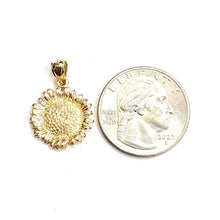Load image into Gallery viewer, New 14k yellow Gold solid sunflower girasol Pendant charm gift fine jewelry 2.5g